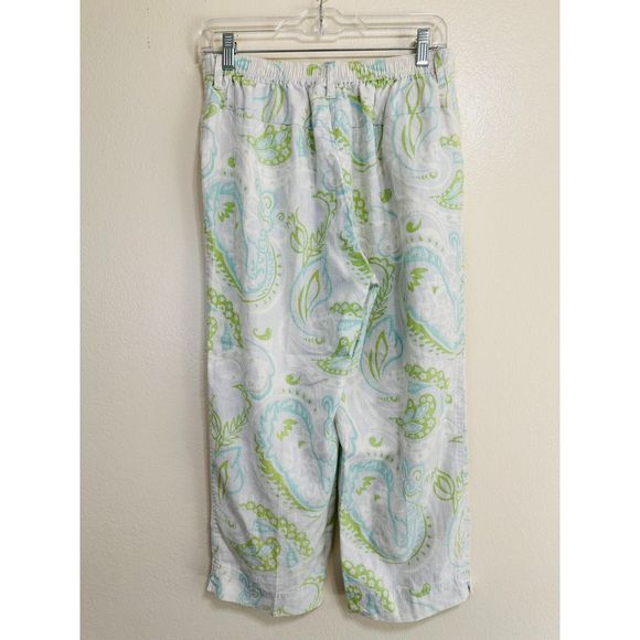 Women's Linen Paisley BOHO Capri Pants, Size M - Picture 3 of 3